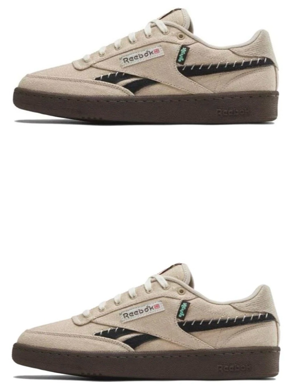 Reebok Men’s Low-Top Beige & Brown Canvas Sneakers